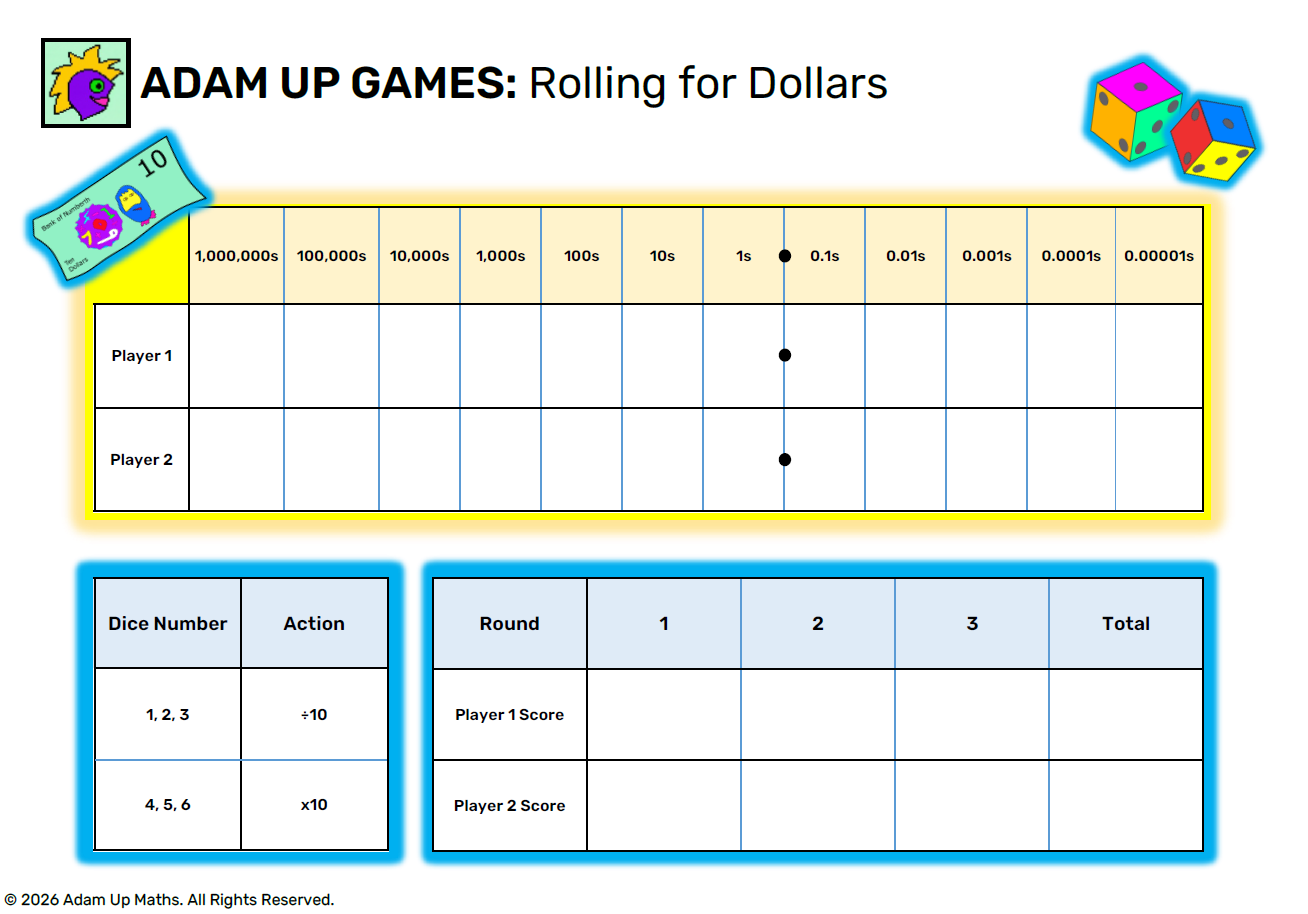 rolling for dollars game