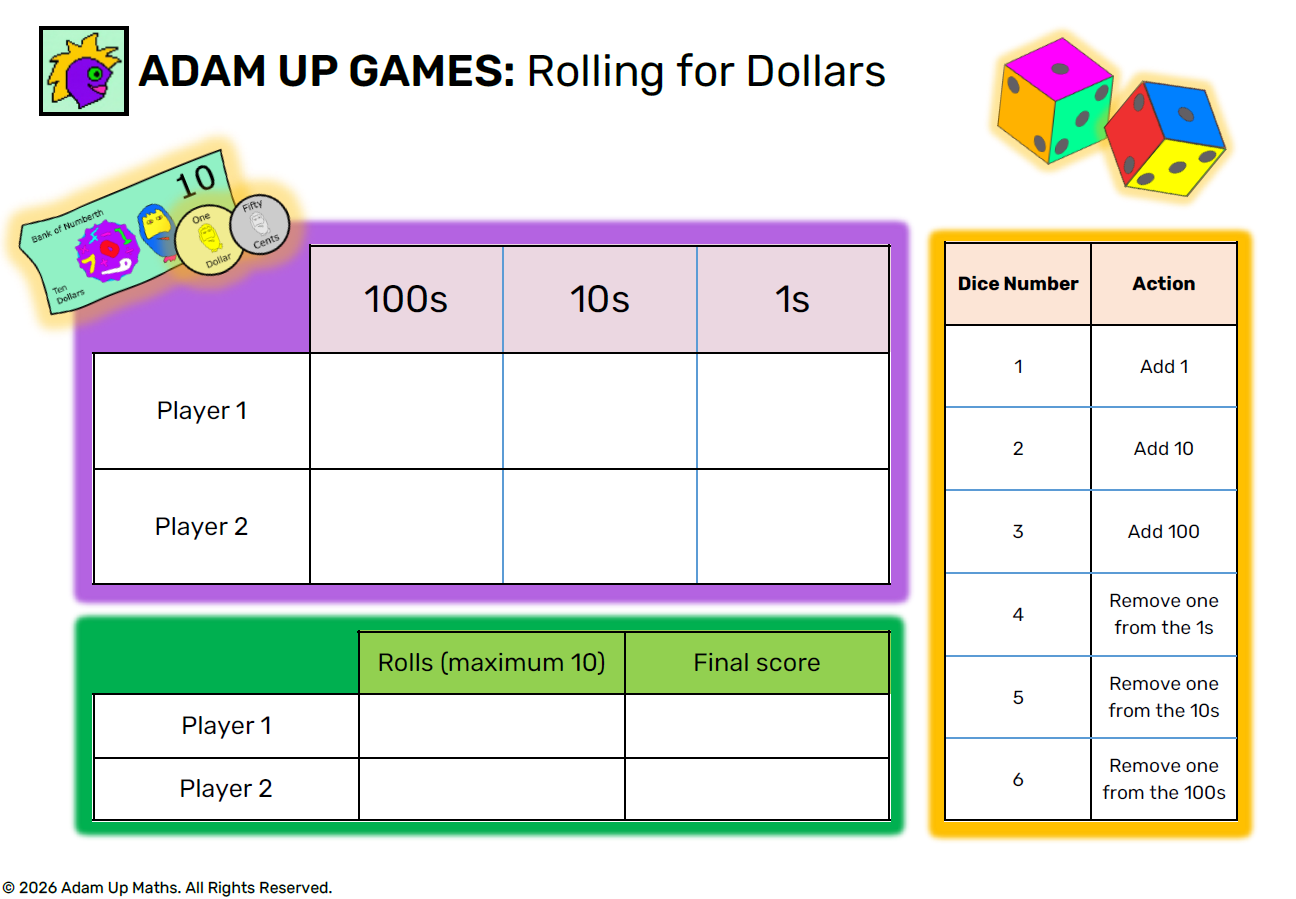 rolling for dollars game
